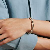 Solo Flex'it Armband mit dreifarbigen Goldrondellen und Diamanten